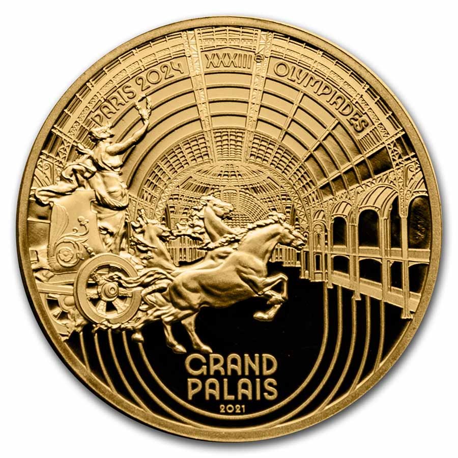 2021 1/4 oz Pf Gold €50 Paris 2024 Olympics: Le Grand Palais